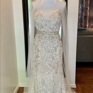 Embroidered and Beaded Lace Sheath Wedding Dress
